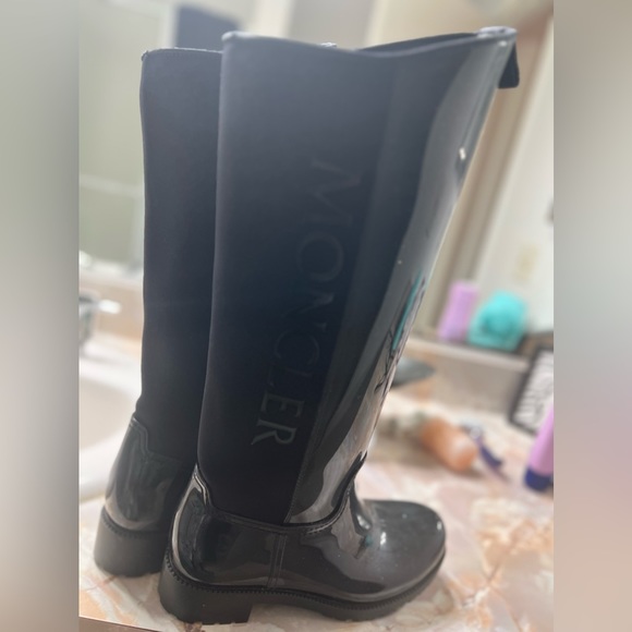 Moncler tall black rain boots size 38 (7) in USA - Picture 2 of 4